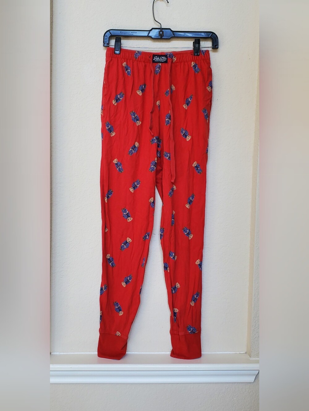 Polo by Ralph Lauren Red Bear Printed Track Jogger Pants. Size Small